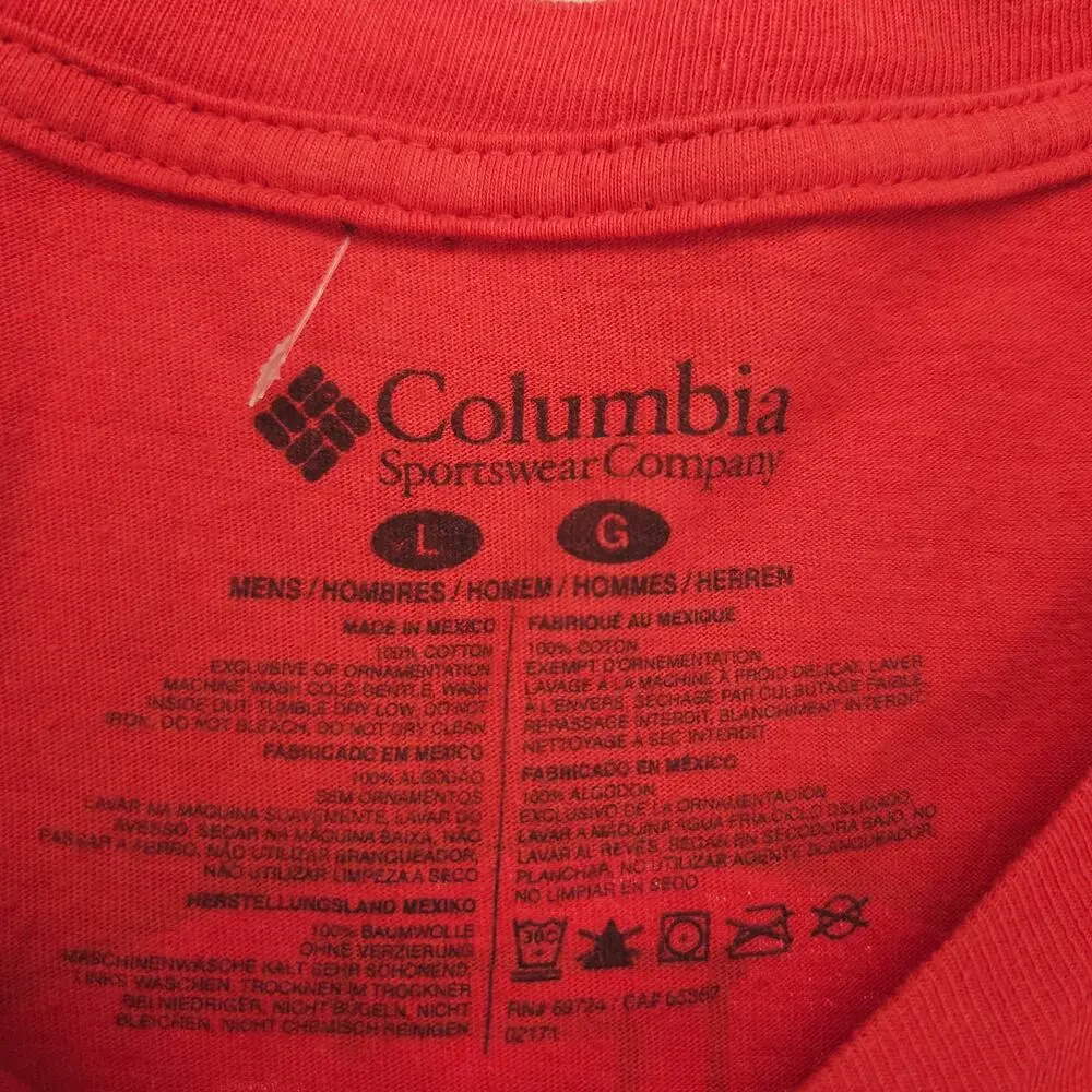 Columbia Short Sleeve Crew Neck Graphic T Shirt Mens Size Large L Red - Picture 2 of 9